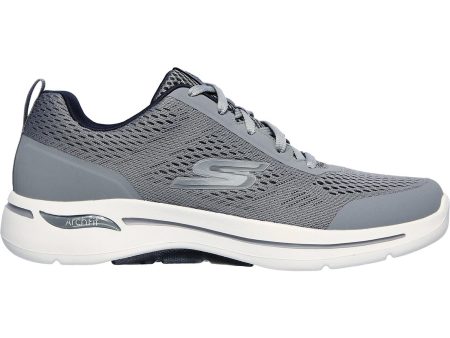 Men s Skechers GOwalk Arch Fit Idyllic Grey Navy Knit Mesh For Discount