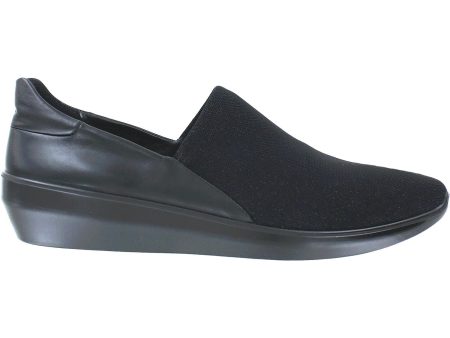 Women s Ecco Incise Urban Slip-On Black Leather Fabric Fashion