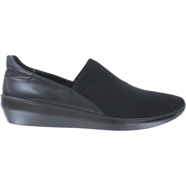 Women s Ecco Incise Urban Slip-On Black Leather Fabric Fashion