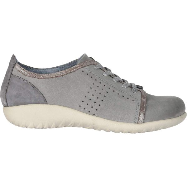 Women s Naot Avena Light Grey Silver Threads Nubuck Leather For Cheap