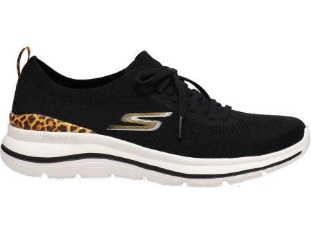 Women s Skechers GOwalk Stretch Fit Leopard Zone Black Leopard Knit Fabric on Sale