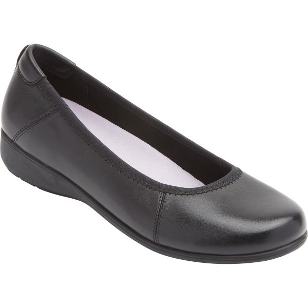 Women s Aravon Abbey Ballet Flat Black Leather Supply