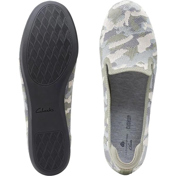 Women s Clarks Cloudsteppers Carly Dream Khaki Camo Textile Hot on Sale