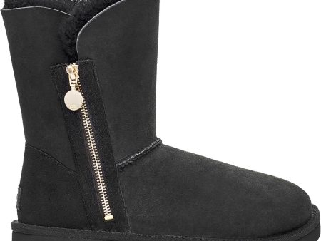 Women s UGG Bailey Zip Short Black Sheepskin Sale