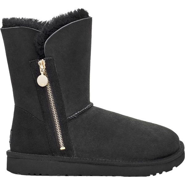 Women s UGG Bailey Zip Short Black Sheepskin Sale