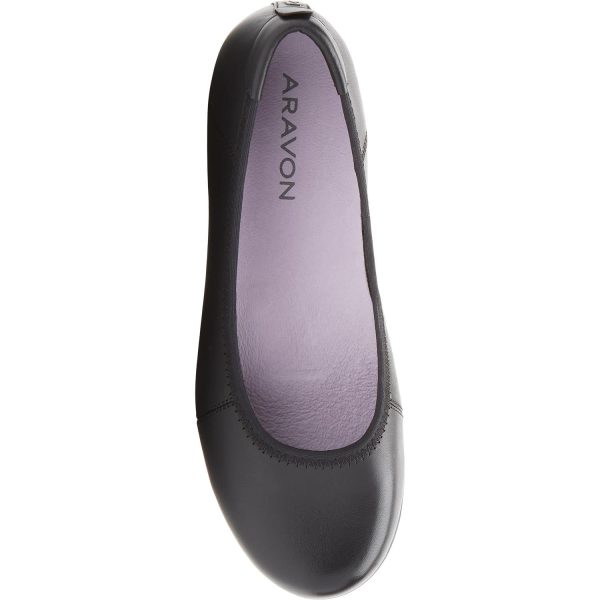 Women s Aravon Abbey Ballet Flat Black Leather Supply