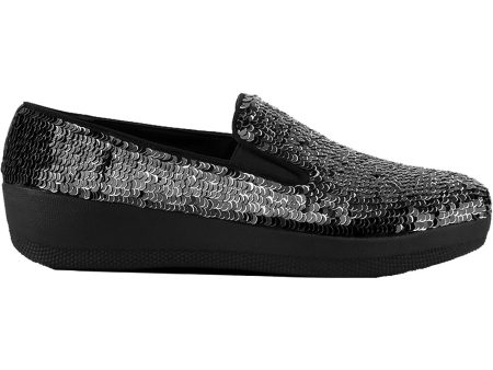 Women s Fit Flop Superskate Sequins Black Leather Online Hot Sale