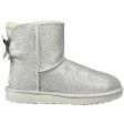 Women s UGG Mini Bailey Bow Sparkle Silver Textile Cheap