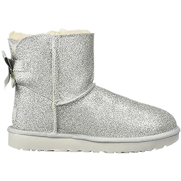 Women s UGG Mini Bailey Bow Sparkle Silver Textile Cheap