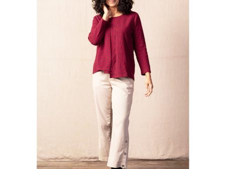 Women s Habitat Stepped Hem Tee Cerise Pencil Stripe on Sale