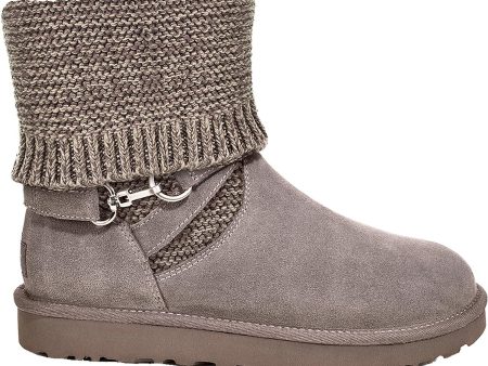 Women s UGG Purl Strap Boot Charcoal Suede For Sale