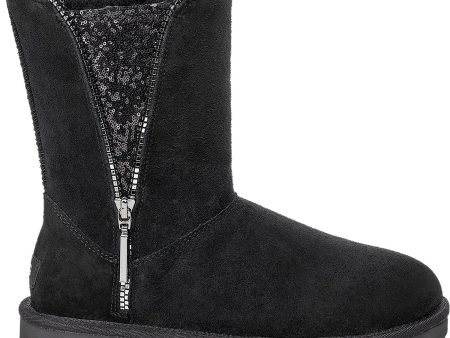 Women s UGG Classic Zip Black Sheepskin Online