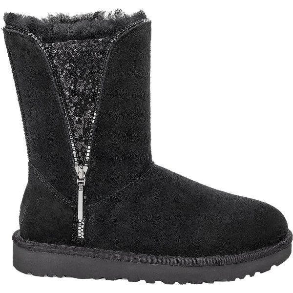 Women s UGG Classic Zip Black Sheepskin Online