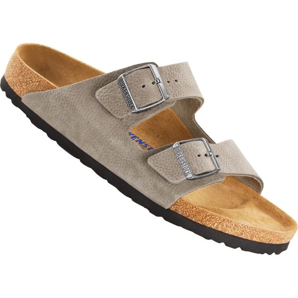 Men s Birkenstock Arizona Soft Footbed Soft Grey Nubuck Hot on Sale