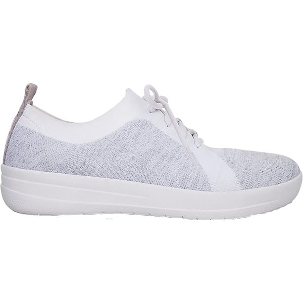 Women s Fit Flop F-Sporty Uberknit Sneakers Metallic Silver White Nylon Online Hot Sale