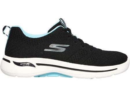 Women s Skechers GOwalk Arch Fit Unify Black Aqua Fabric Cheap