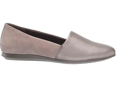 Women s Ecco Touch Ballerina 2.0 Stone Metallic Warm Grey Leather Fashion