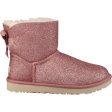 Women s UGG Mini Bailey Bow Sparkle Pink Textile For Sale