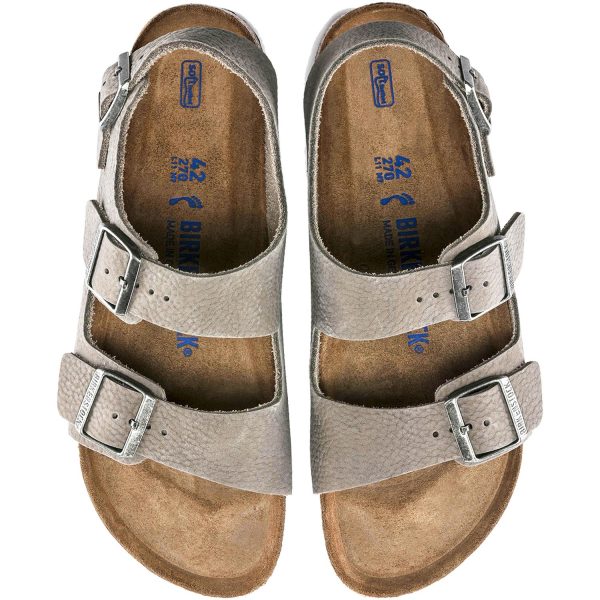 Men s Birkenstock Milano Soft Footbed Soft Whale Grey Nubuck Supply